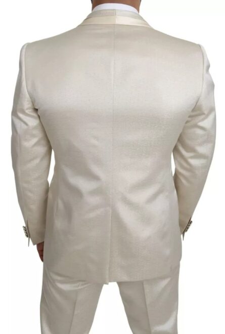 Beige Wool Crème 3 Piece SICILIA Shawl Suit - Image 6