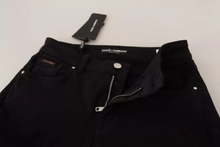 Black Cotton Stretch Skinny Denim Jeans - Image 4