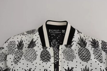 White Black Pineapple Bomber Coat Jacket - Image 6