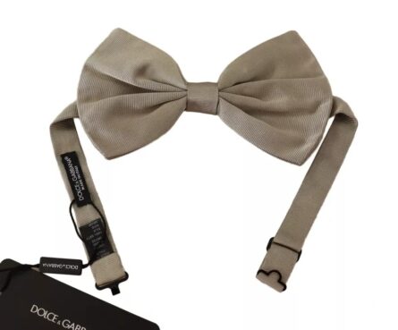 Silver Gray 100% Silk Adjustable Neck Bow Tie - Image 6