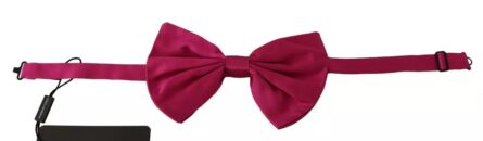 Pink 100% Silk Adjustable Neck Bow Tie Men - Image 6