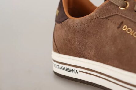 Brown Suede Logo Low Top Sneakers Men Shoes - Image 6