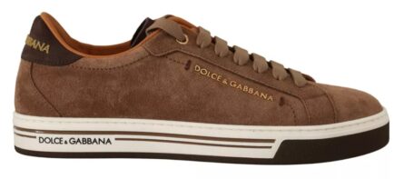 Brown Suede Logo Low Top Sneakers Men Shoes - Image 8