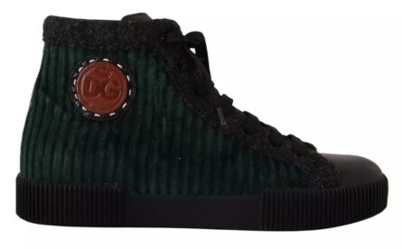 Green Corduroy High Tops Sneakers Mens Casual Shoes - Image 2
