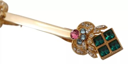 Gold Plated 925 Sterling Silver Crystal Collar Stop Brooch - Image 2