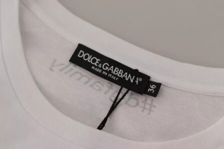 White #DGFamily Patch Top Cotton T-shirt - Image 3