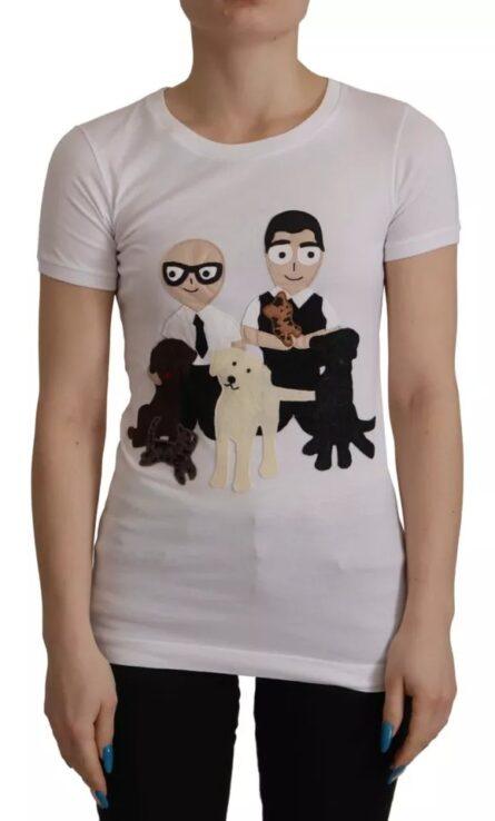 White #DGFamily Patch Top Cotton T-shirt - Image 7