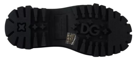 Black Leather Trekking Derby Embellished Shoes - Image 3