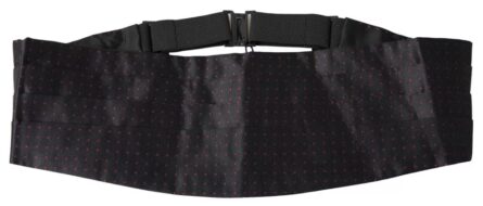 Black Silk Dotted Waist Tuxedo Belt Cummerbund - Image 3