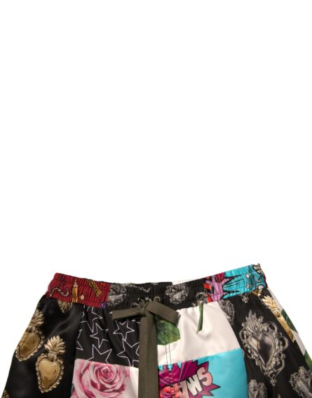 Multicolor Patchwork Cargo Bermuda Shorts - Image 5