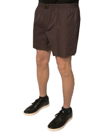 Brown Cotton Blend Men Mid Waist Shorts - Image 3