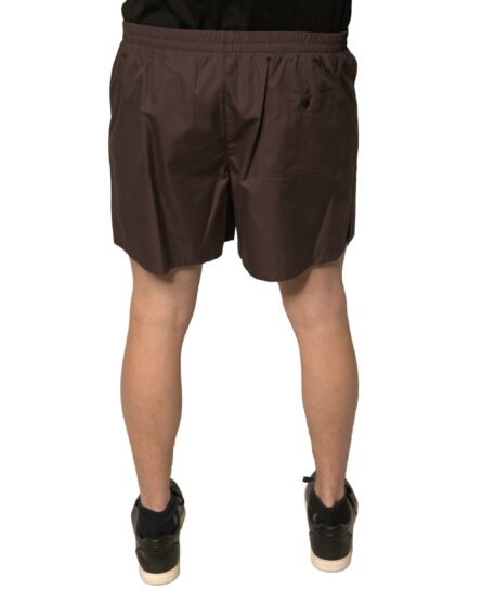 Brown Cotton Blend Men Mid Waist Shorts - Image 4