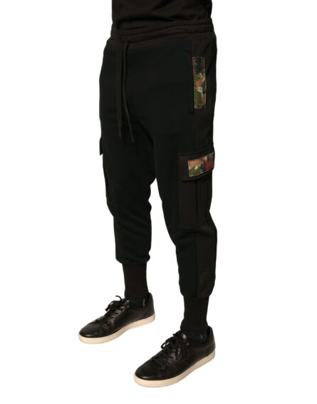 Black Cotton Jogger Cargo Sweatpants Pants - Image 3