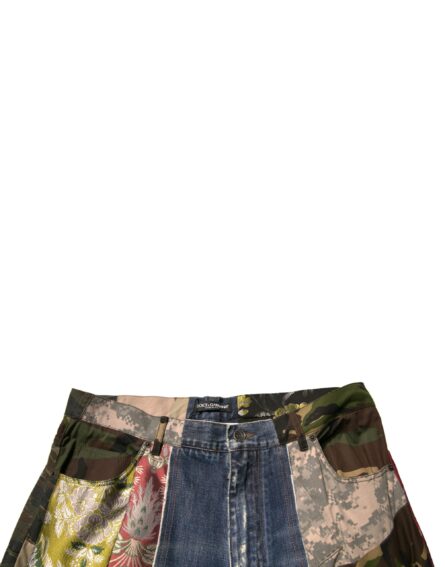 Blue Patchwork Cotton Straight Denim Jeans - Image 5