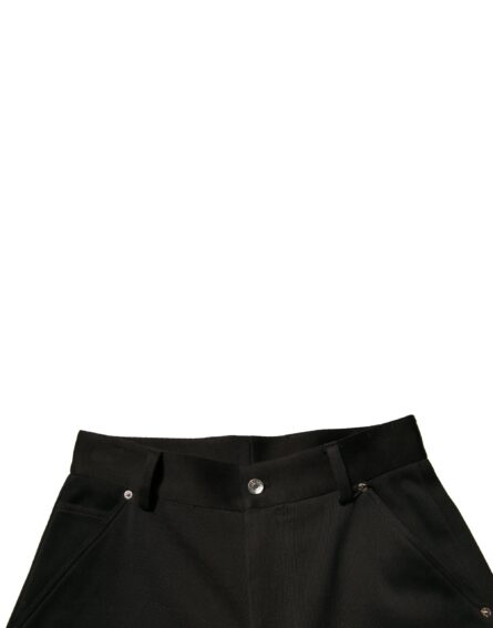 Black Cotton Mid Waist Cropped Pants - Image 5
