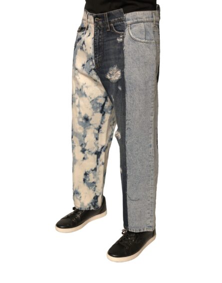 Multicolor Patchwork Cotton Straight Men Denim Jeans - Image 3