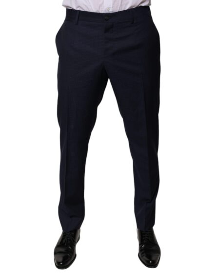 Dark Blue Cotton Men Dress Pants - Image 2