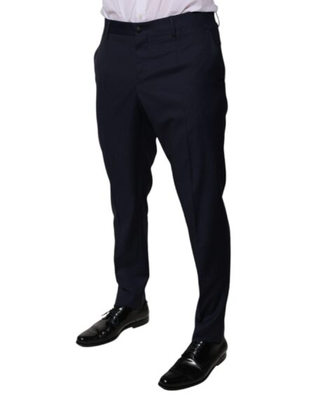 Dark Blue Cotton Men Dress Pants - Image 3