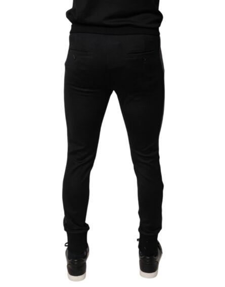 Black Horseshoe Embellished Wool Slim Fit Pants - Image 4
