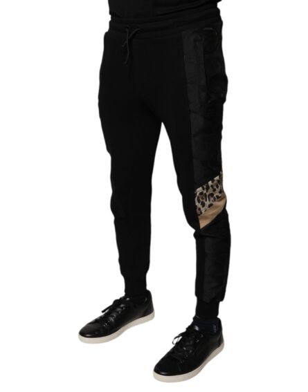 Black Leopard Slim Fit Jogger Pants - Image 3