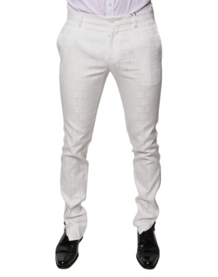 White Cotton Tapered Formal Dress Pants - Image 2