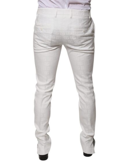 White Cotton Tapered Formal Dress Pants - Image 4