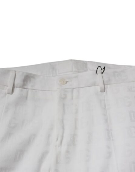 White Cotton Tapered Formal Dress Pants - Image 5