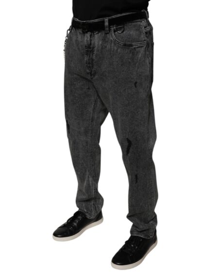 Dark Gray Cotton Skinny Denim Jeans - Image 3