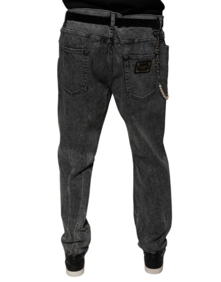 Dark Gray Cotton Skinny Denim Jeans - Image 4