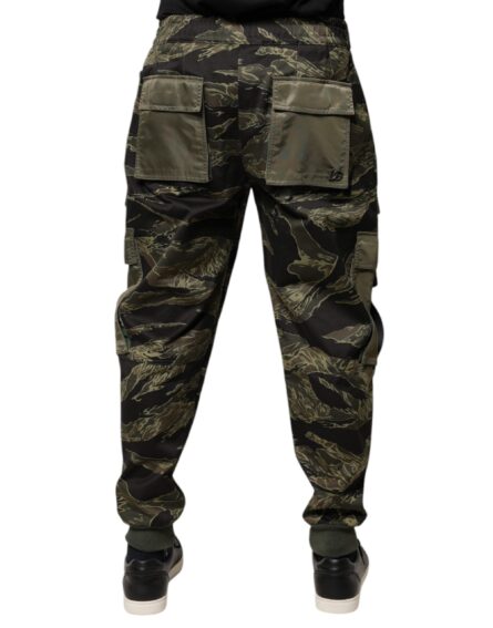 Green Cotton Jogger Cargo Pants - Image 4
