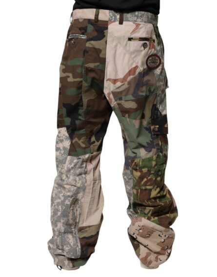 Multicolor Patchwork Camouflage Cargo Pants - Image 4