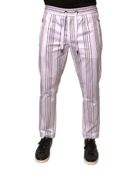 White Stripe Cotton Dress Skinny Pants - Image 2