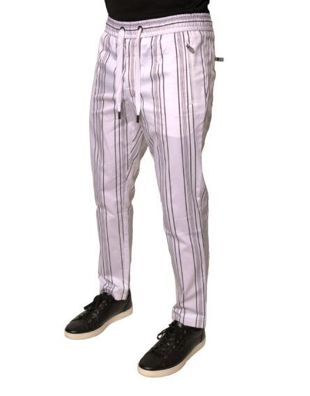 White Stripe Cotton Dress Skinny Pants - Image 3