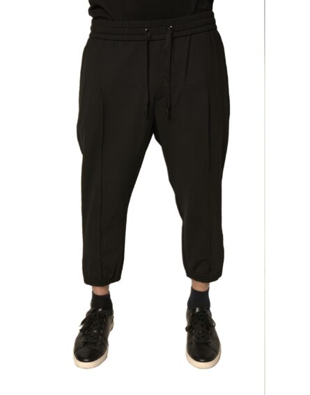 Black Wool Jogger Jogging Pants - Image 2