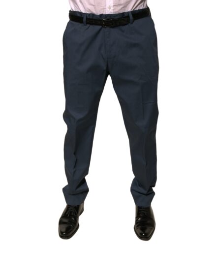 Dark Blue Cotton Stretch Skinny Men Dress Pants - Image 2