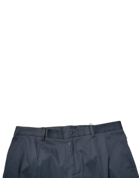 Dark Blue Cotton Stretch Skinny Men Dress Pants - Image 5