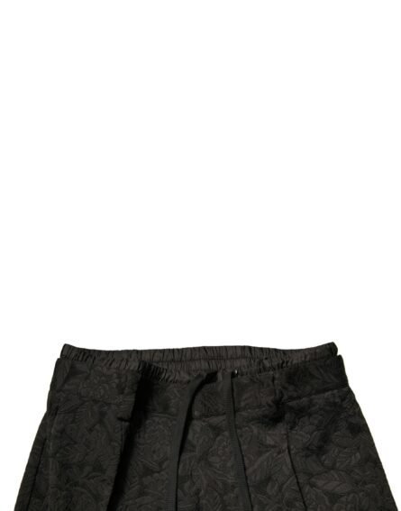 Black Brocade Polyester Skinny Men Dress Pants - Image 5