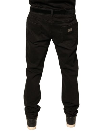 Black Ripped Logo Cotton Skinny Denim Jeans - Image 4