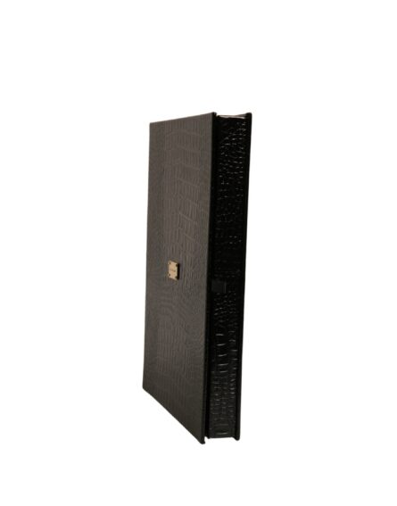 Elegant Black Leather Logo Plaque Holder Catalogue Case - Image 3