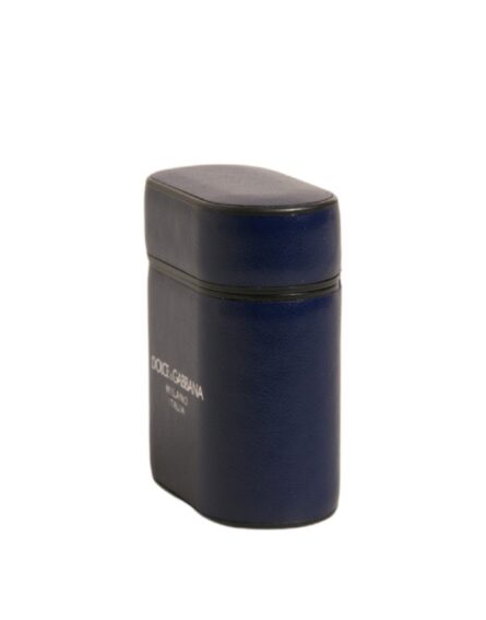 Blue Leather Logo Print Flip Holder Airpods Case - Image 3
