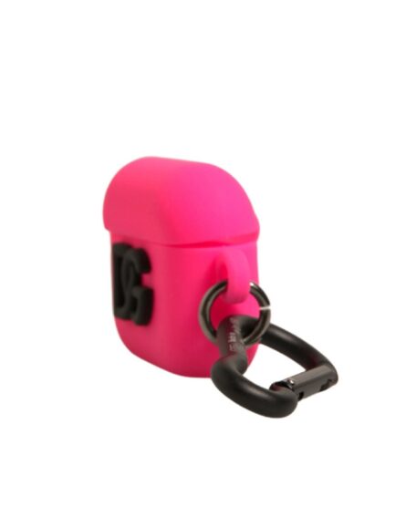 Pink Silicone Rubber Logo Embossed Airpods Case - Image 4