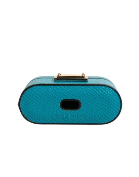 Green Leather Metal Logo Plaque Holder Airpods Case - Image 5