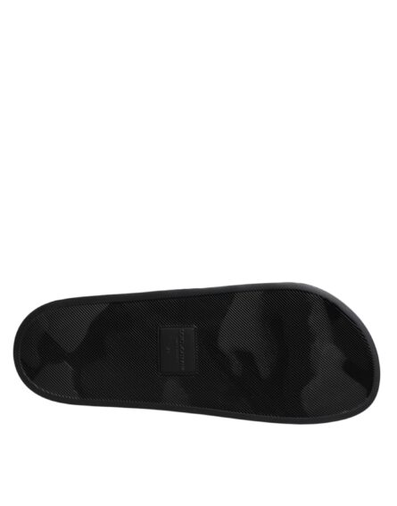 Black Divers Leather Flats Slides Sandals Beachwear Shoes - Image 7