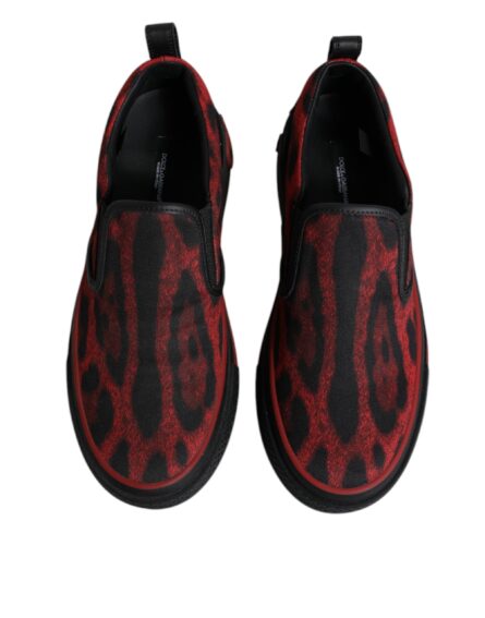 Red Black Leopard Cotton Men Low Top Sneakers Shoes - Image 2