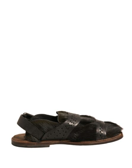 Green Gazelle Hair Leather Flats Sandals Shoes - Image 7