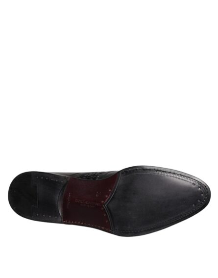 Black Leather Derby Wingtip Lace Up Formal Dress Shoes - Image 8