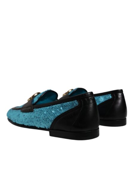 Blue Sequined Loafers Formal Dress Shoes - Image 3