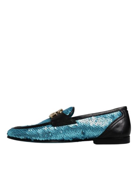 Blue Sequined Loafers Formal Dress Shoes - Image 4