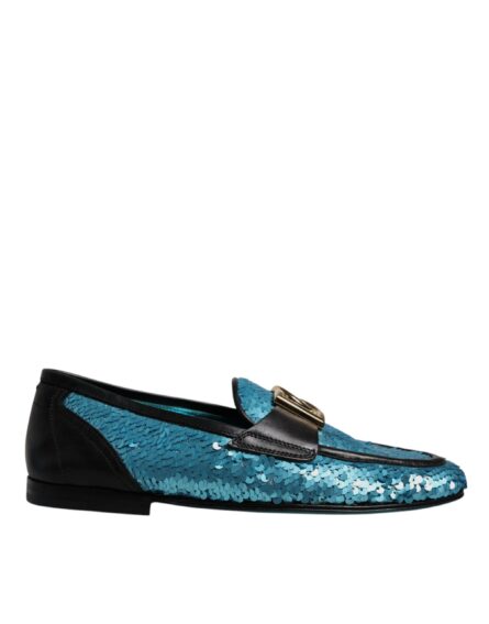 Blue Sequined Loafers Formal Dress Shoes - Image 6