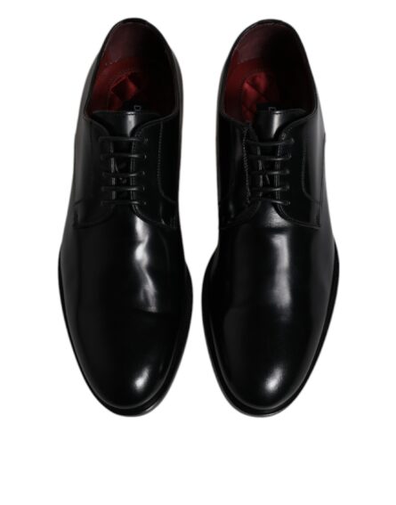Black Calfskin Leather Derby Lace Up Formal Dress Shoes - Image 2